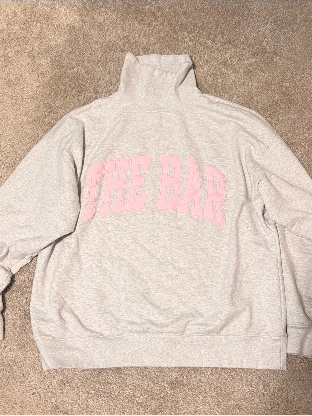 The Bar Pink and Grey Varsity Mockneck